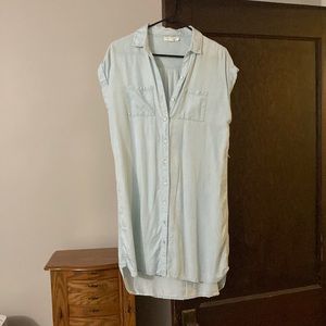 Chambray cap sleeve dress